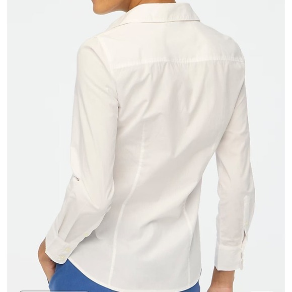 J Crew Factory Petite button-up cotton-blend poplin shirt in signature fit Med - Picture 4 of 5